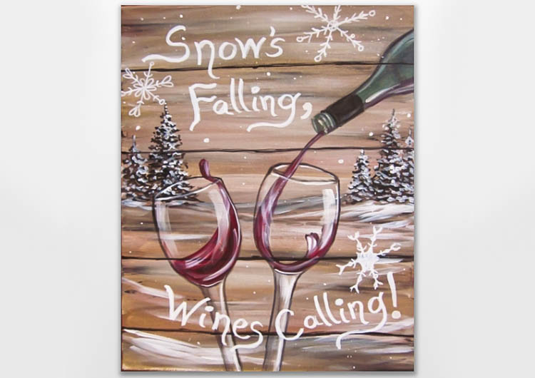 Paint Nite Snow's Falling, Wines Calling Painting Classes Boston